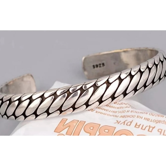 Heavy 925 Sterling Silver Braided Unisex Bracelet Cuff, 6.2‎ cm Adjustable - Picture 1 of 16